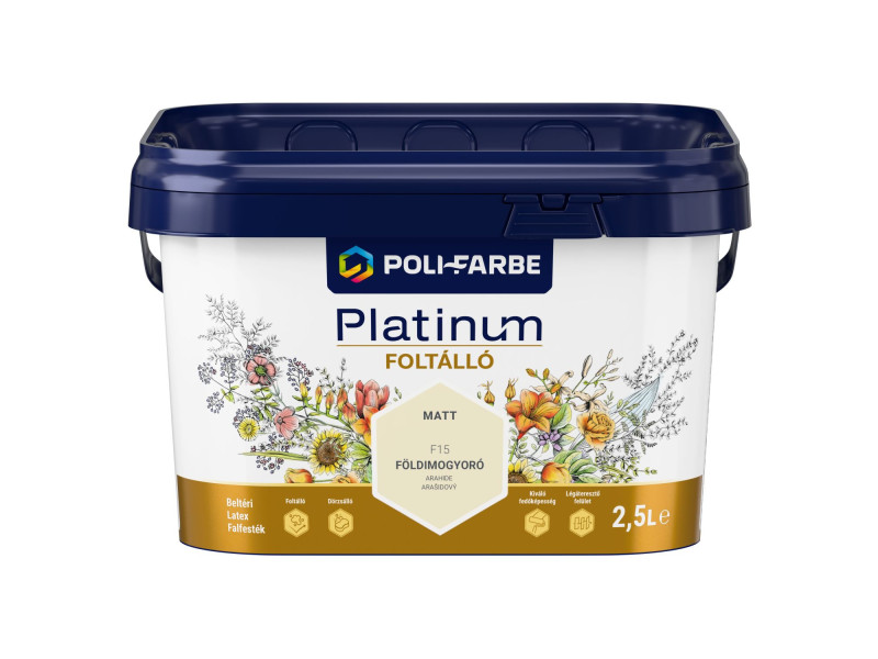 Poli-Farbe Platinum Foltálló beltéri falfesték – Földimogyoró F15 – 2,5 L