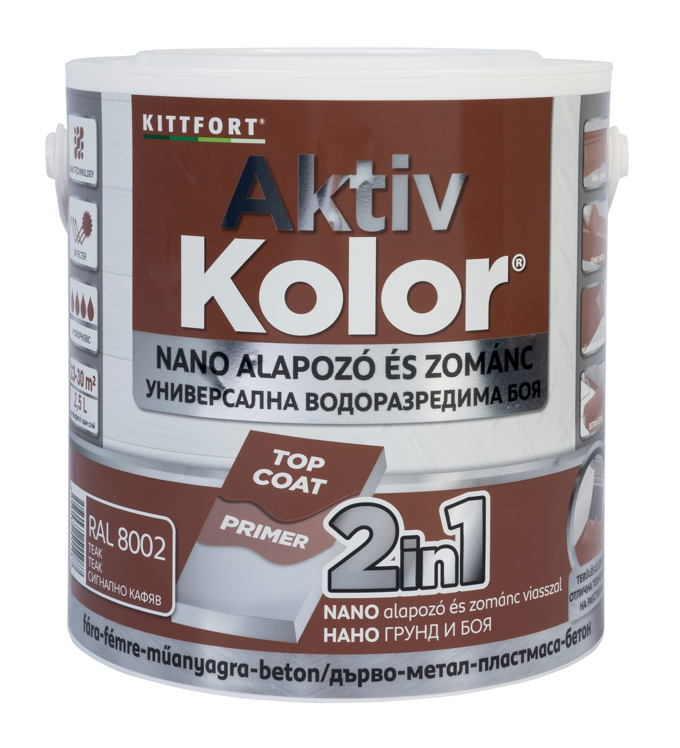 Kittfort AktivKolor Nano - Teak - RAL 8002 - 2,5 L