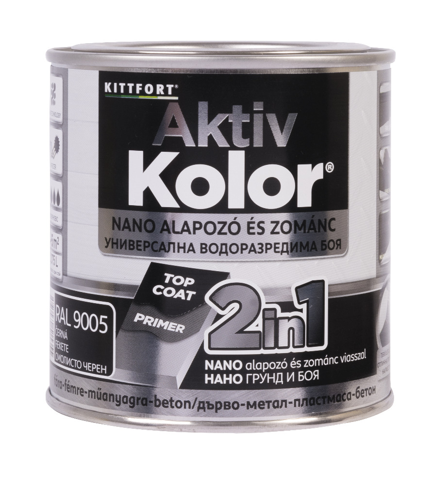 Kittfort AktivKolor Nano - Fekete - RAL 9005 - 0,375 L