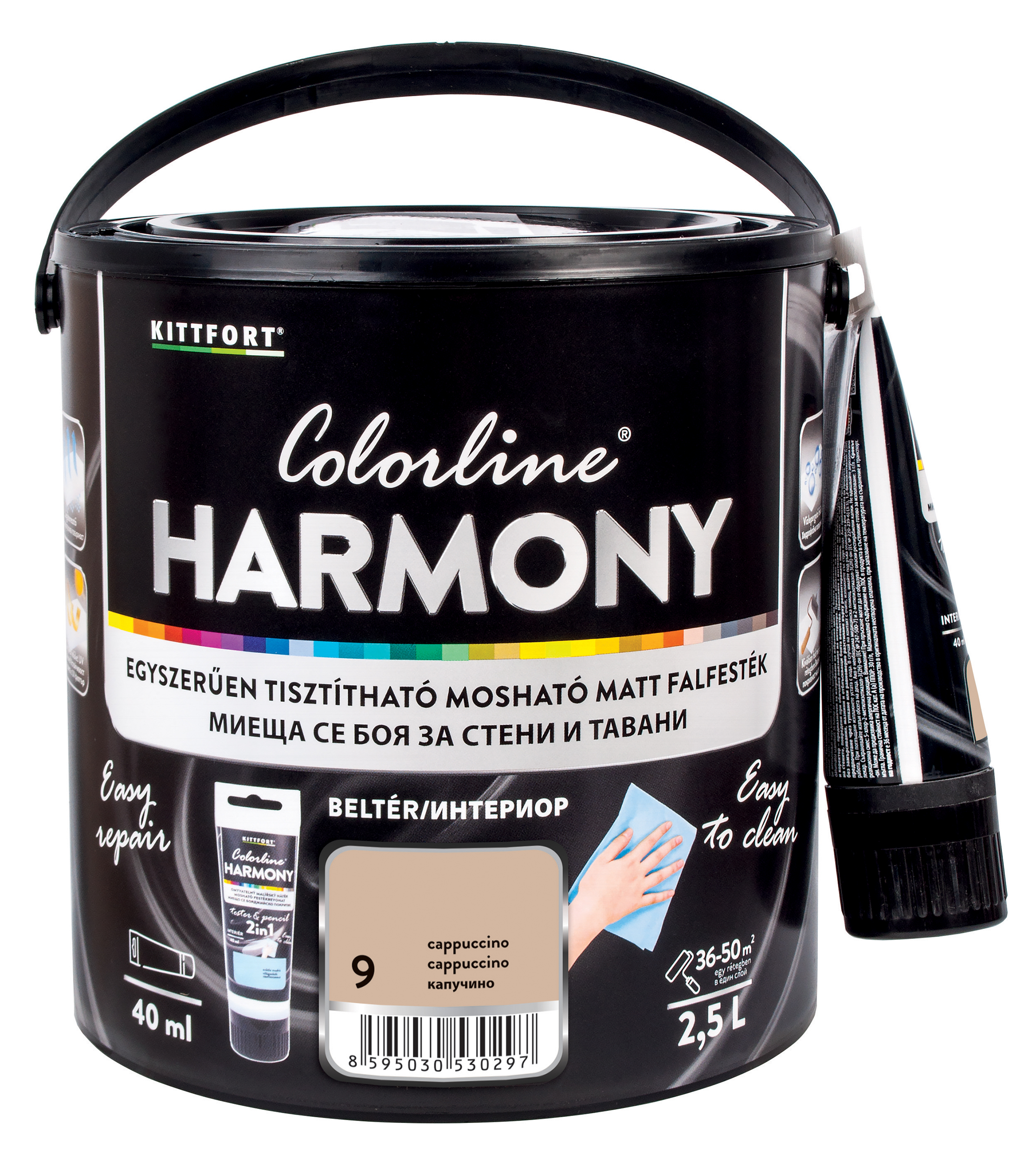 Kittfort Colorline Harmony - Cappuccino 09 - 2,5 L + 40 ml javítófesték
