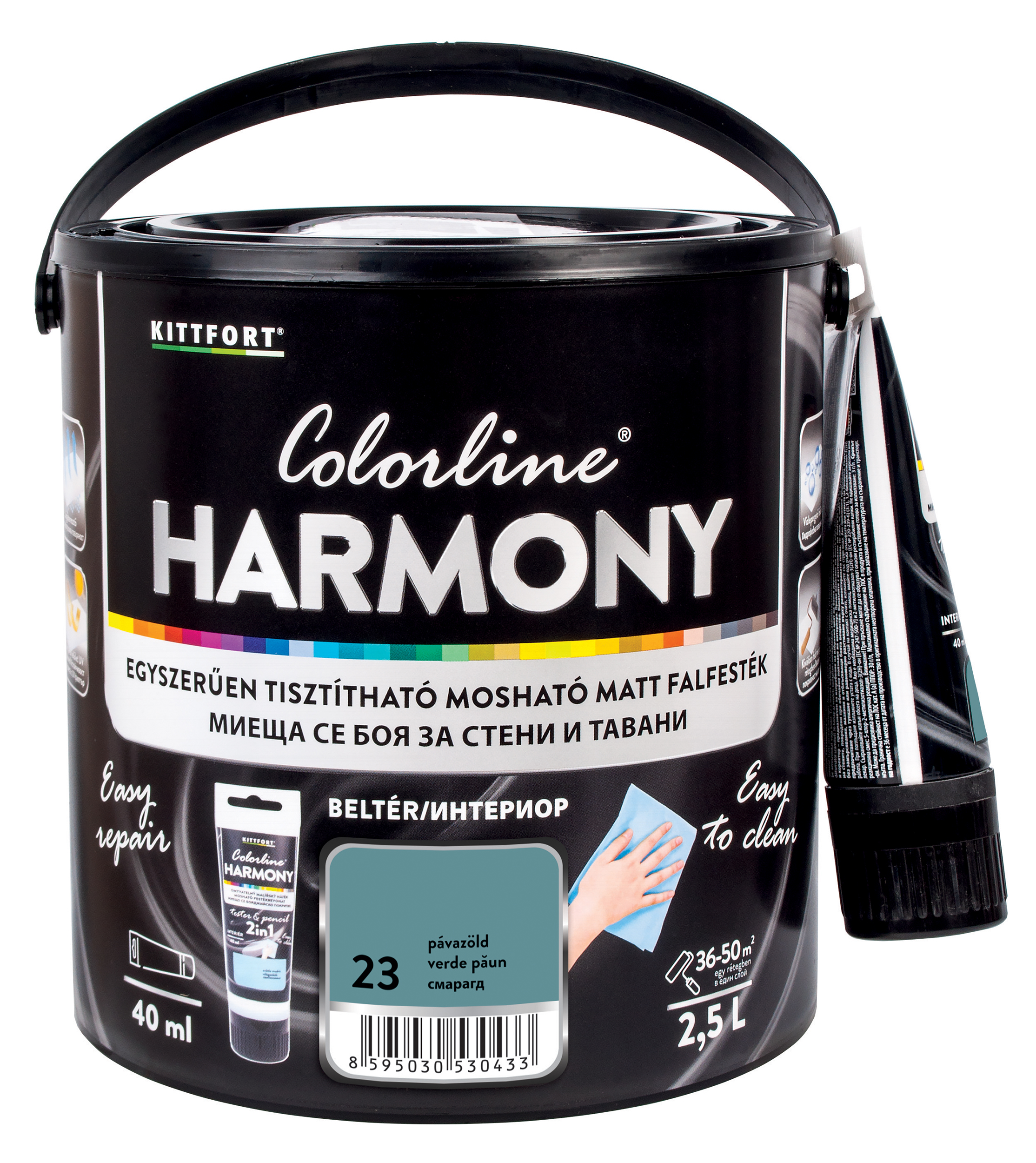 Kittfort Colorline Harmony - Pávazöld 23 - 2,5 L + 40 ml javítófesték