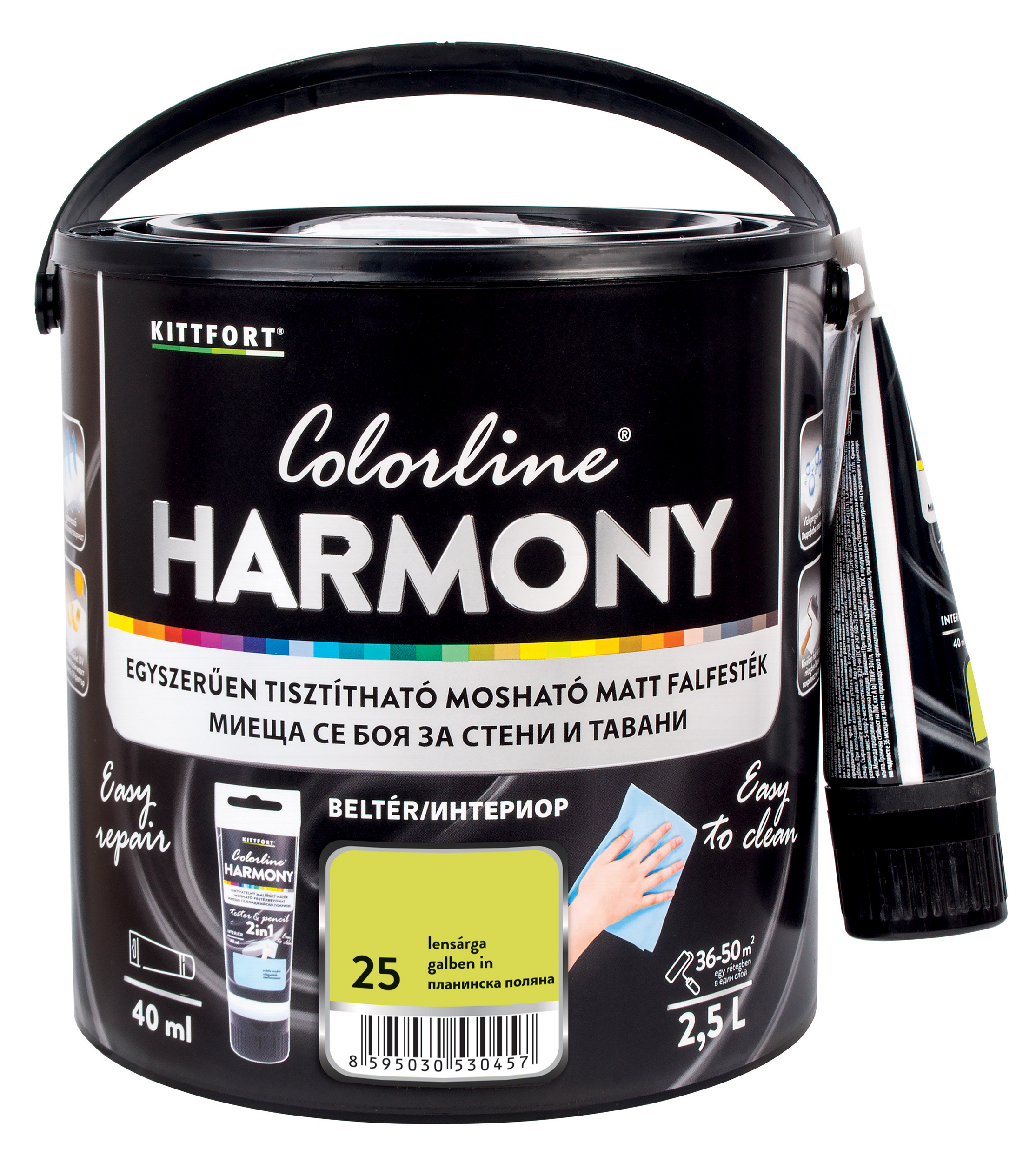 Kittfort Colorline Harmony - Lensárga 25 - 2,5 L + 40 ml javítófesték