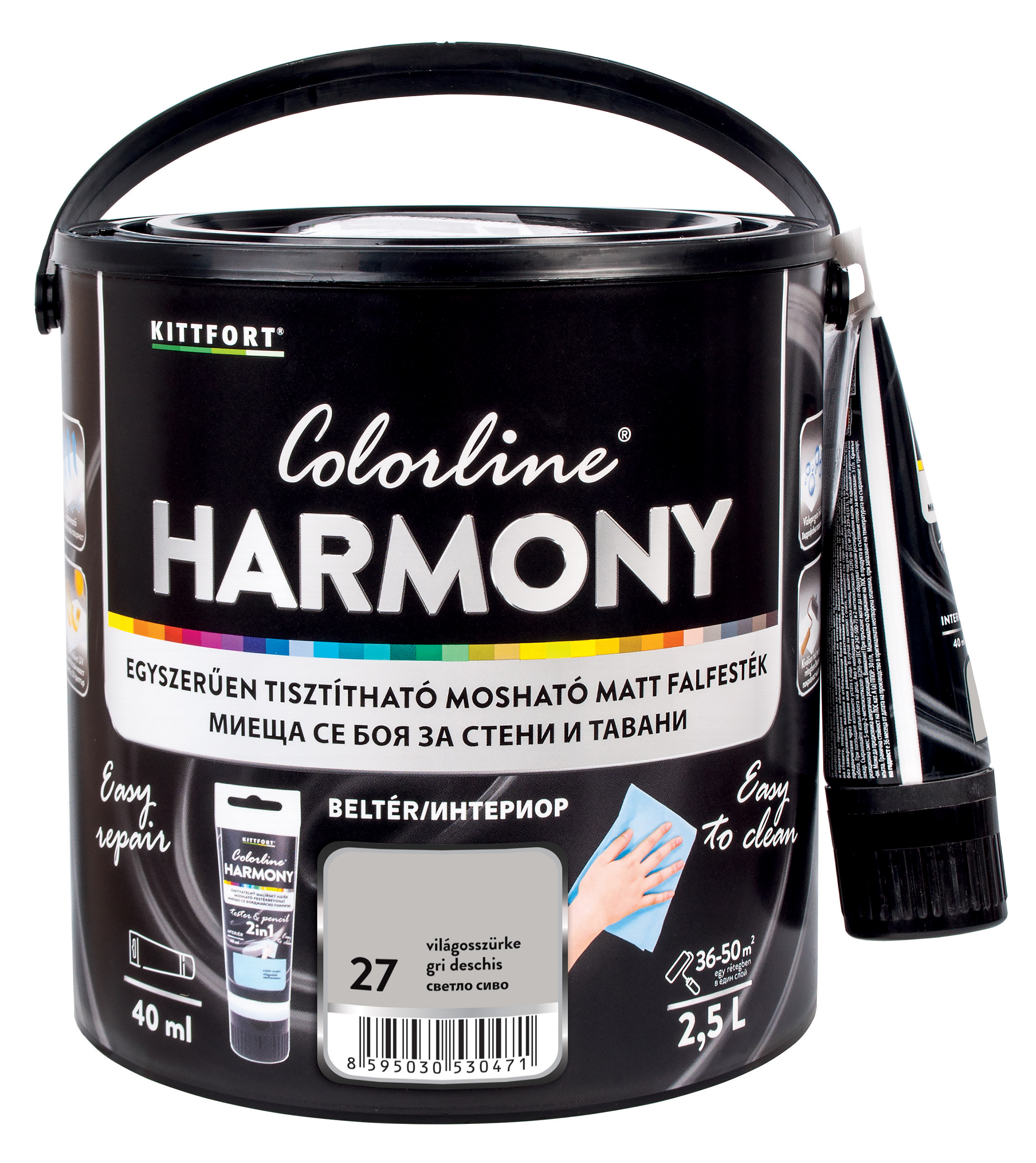 Kittfort Colorline Harmony - Világosszürke 27 - 2,5 L + 40 ml javítófesték