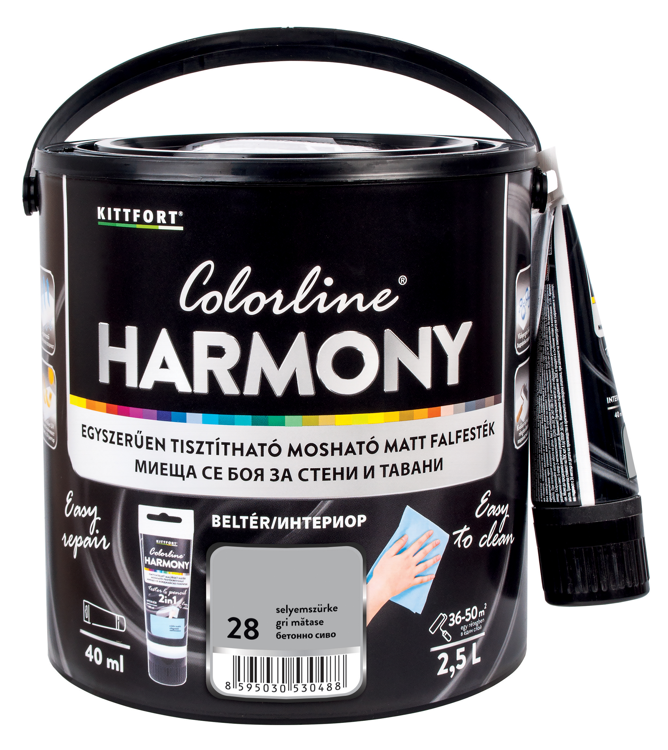 Kittfort Colorline Harmony - Selyemszürke 28 - 2,5 L + 40 ml javítófesték