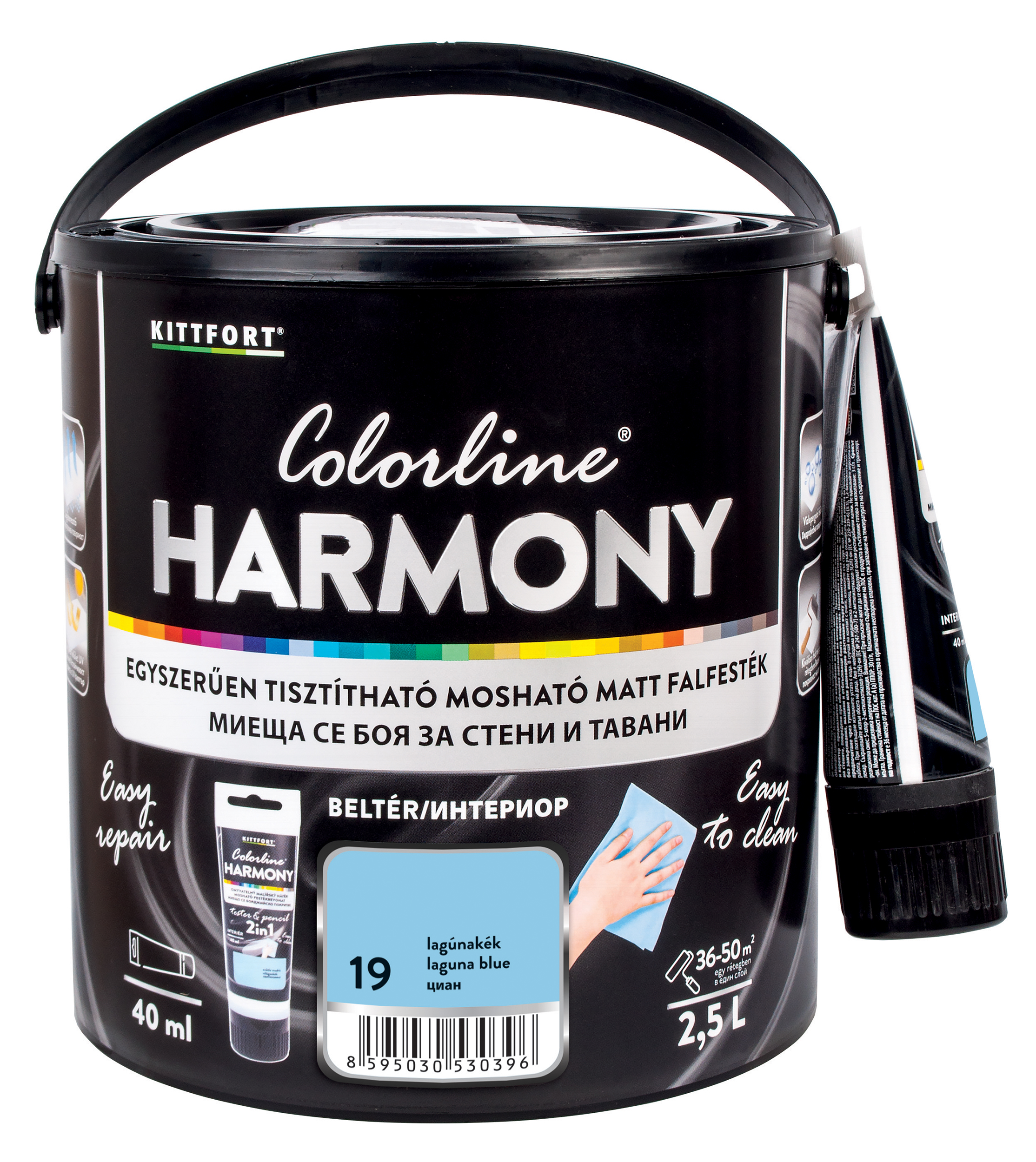 Kittfort Colorline Harmony - Lagúnakék 19 - 2,5 L + 40 ml javítófesték