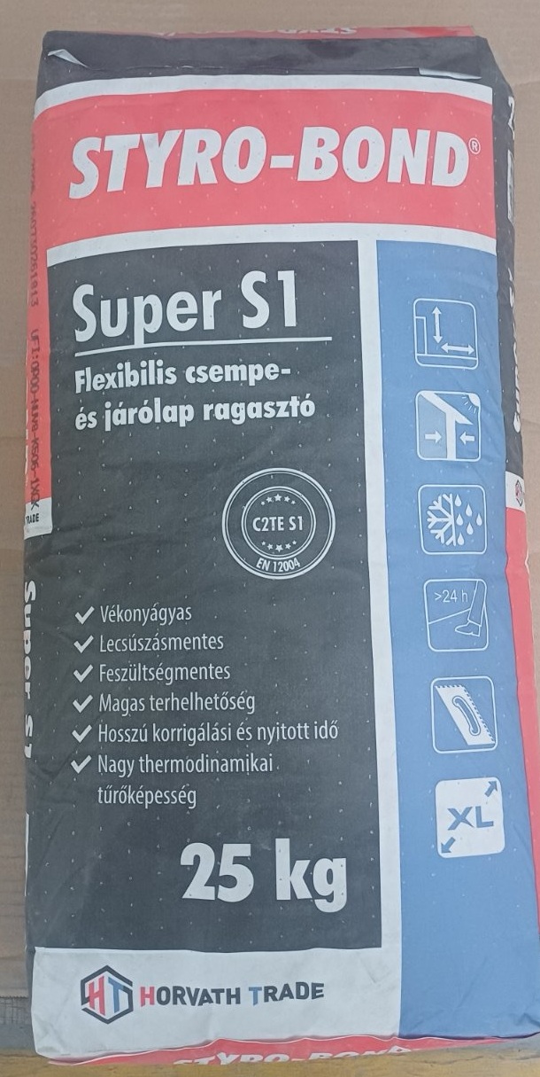 Styro-Bond Super S1 flexibilis csempe- és járólapragasztó (C2TE S1) – 25 kg